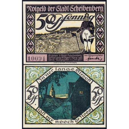 Allemagne - Notgeld - Scheibenberg - 50 pfennig - 01/07/1921 - Etat : NEUF