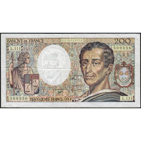 F 70-12a - 1992 - 200 francs - Montesquieu - Série L.111 - Etat : TB+