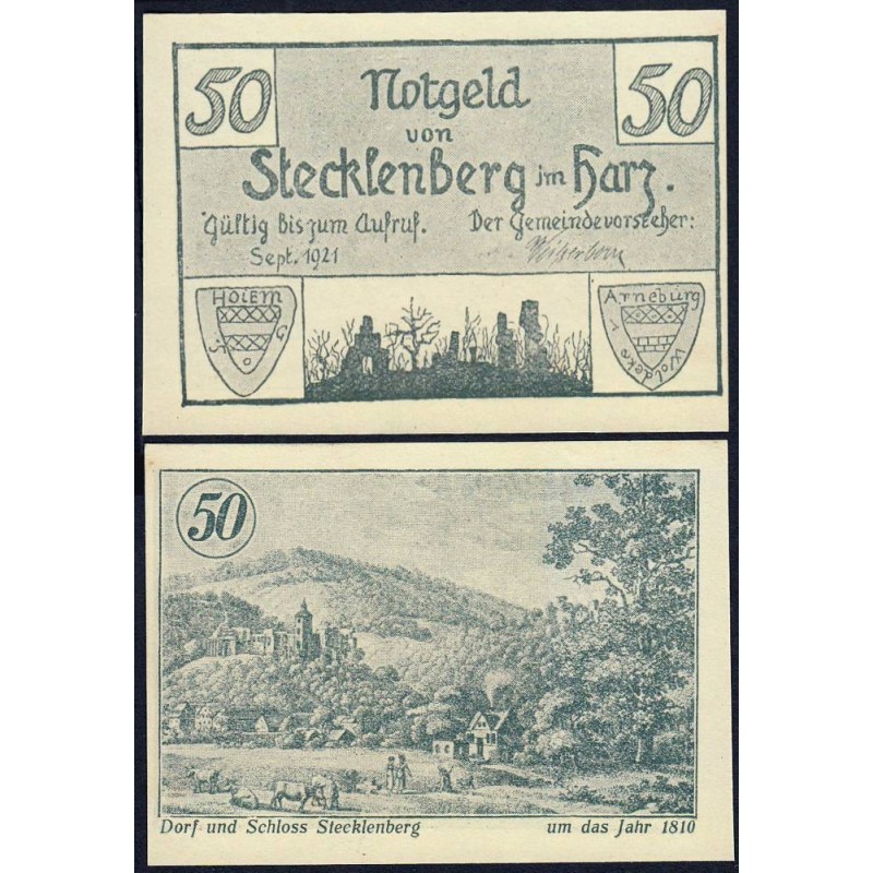 Allemagne - Notgeld - Stecklenberg - 50 pfennig - 09/1921 - Etat : NEUF