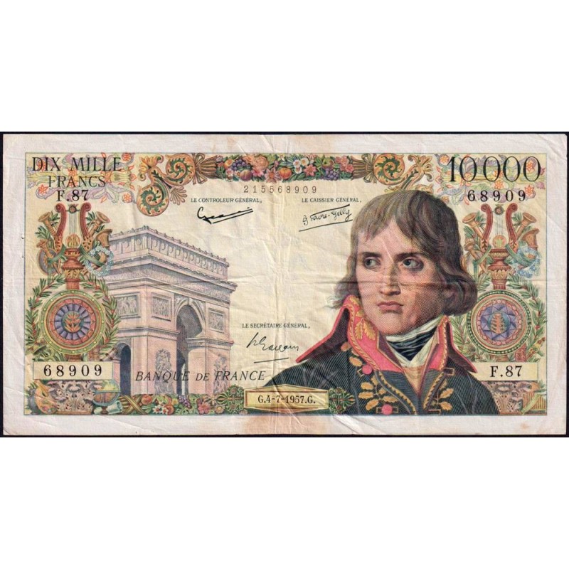 F 51-09 - 04/07/1957 - 10000 francs - Bonaparte - Série F.87 - Etat : TTB-