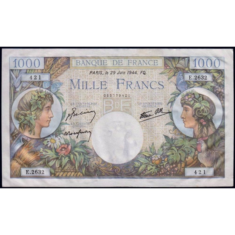 F 39-09 - 29/06/1944 - 1000 francs - Commerce - Série E.2632 - Etat : SUP